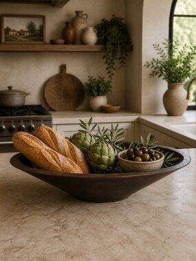 Long Oval Decorative Metal Centerpiece Bowl